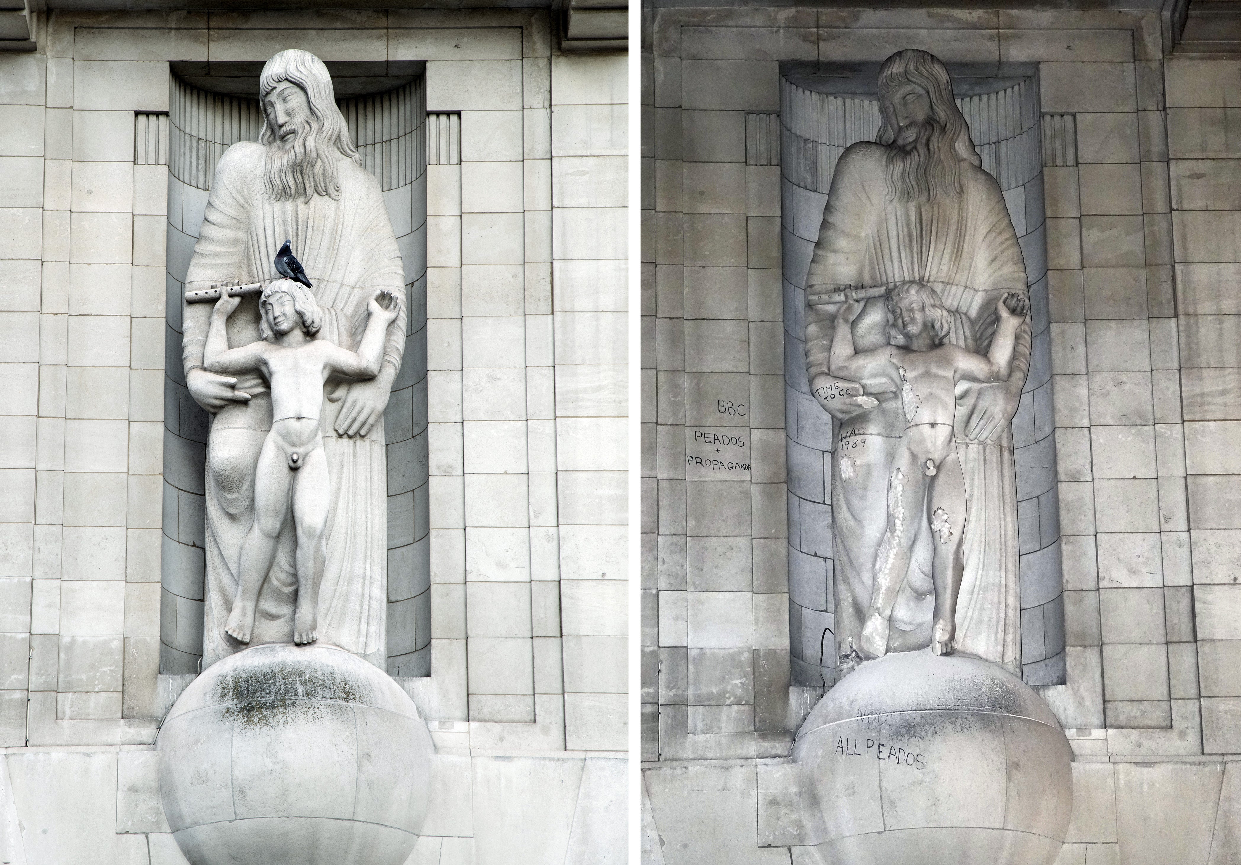 The figures depicting Prospero and Ariel from Shakespeare’s play The Tempest (Ian West/PA)