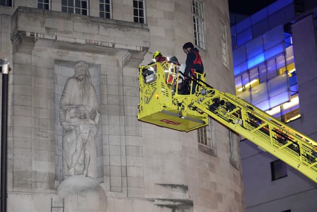 A cherry picker is seen being used during the incident on Wednesday evening (Ian West/PA)