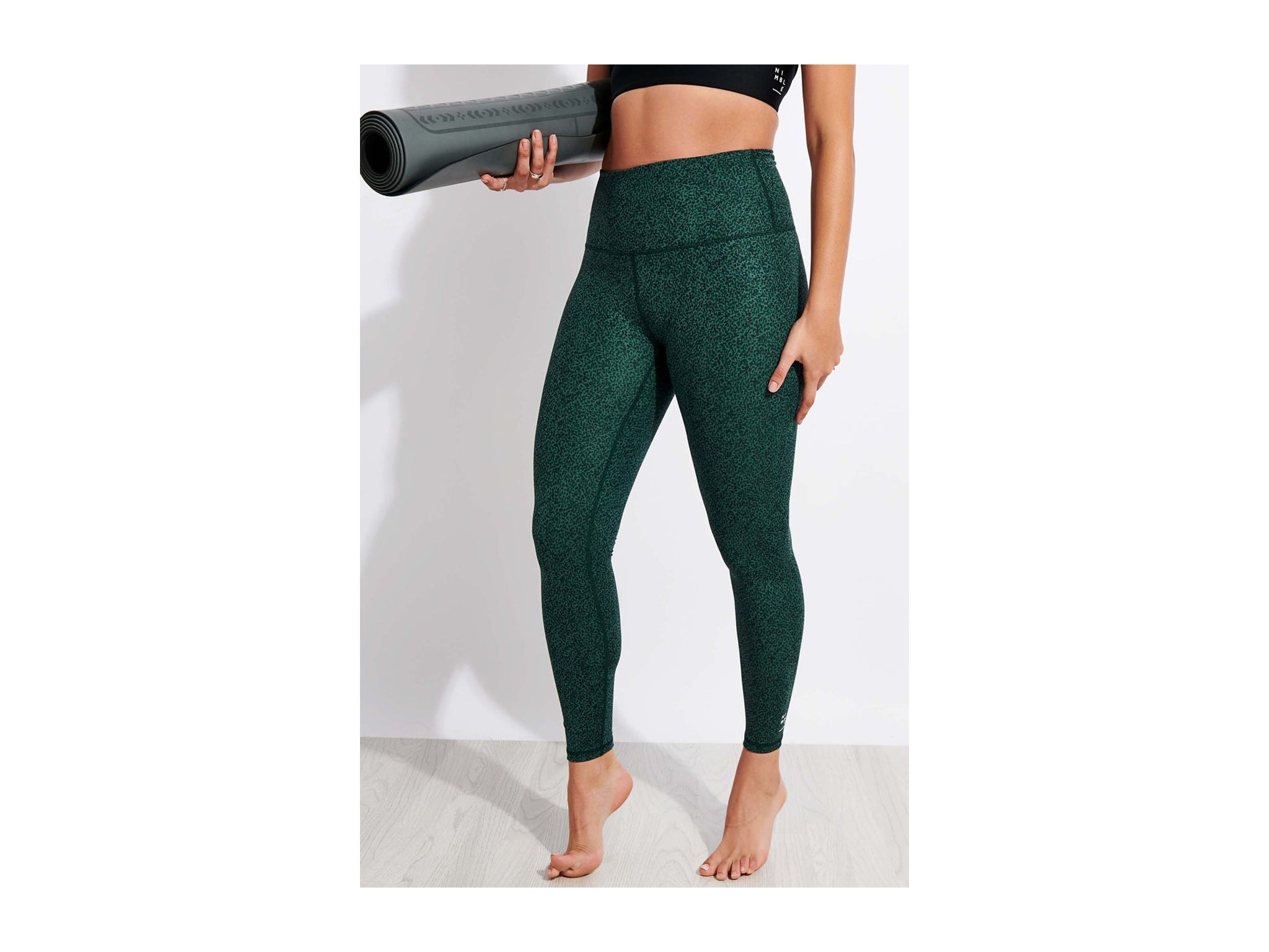 OgiYogi Reversible 3/4 Capri Womens Training Tights Green-XL 