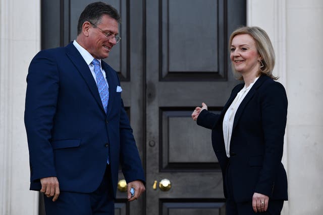 Foreign Secretary Liz Truss is hosting EU post-Brexit negotiator Maros Sefcovic at Chevening in Kent (Ben Stansall/PA)