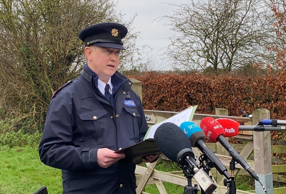 Superintendent Eamonn Curley speaks to the media after the suspected murder of Ashling Murphy (Dominic McGrath/PA)