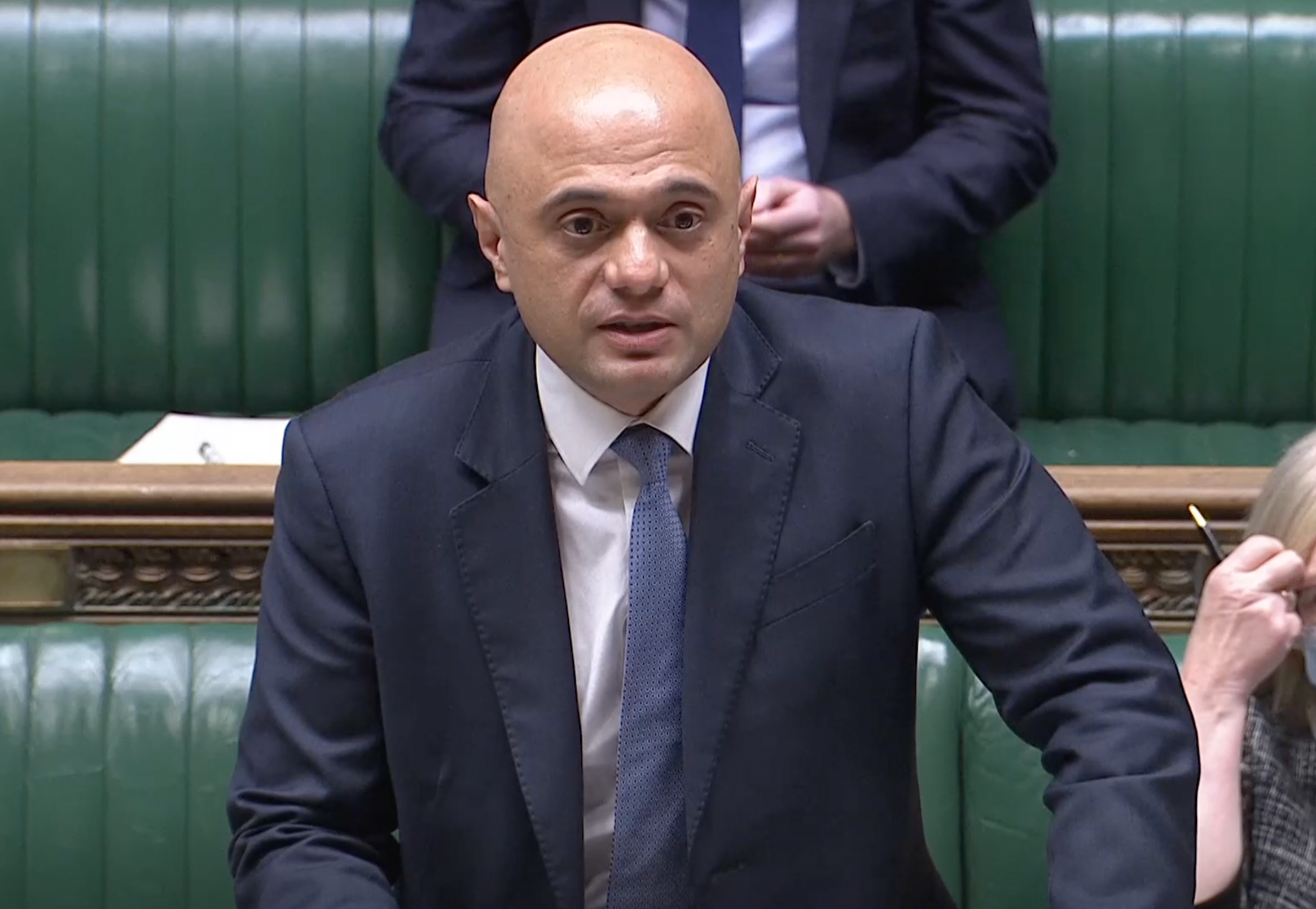 Health minister Sajid Javid giving a Covid-19 update to parliament