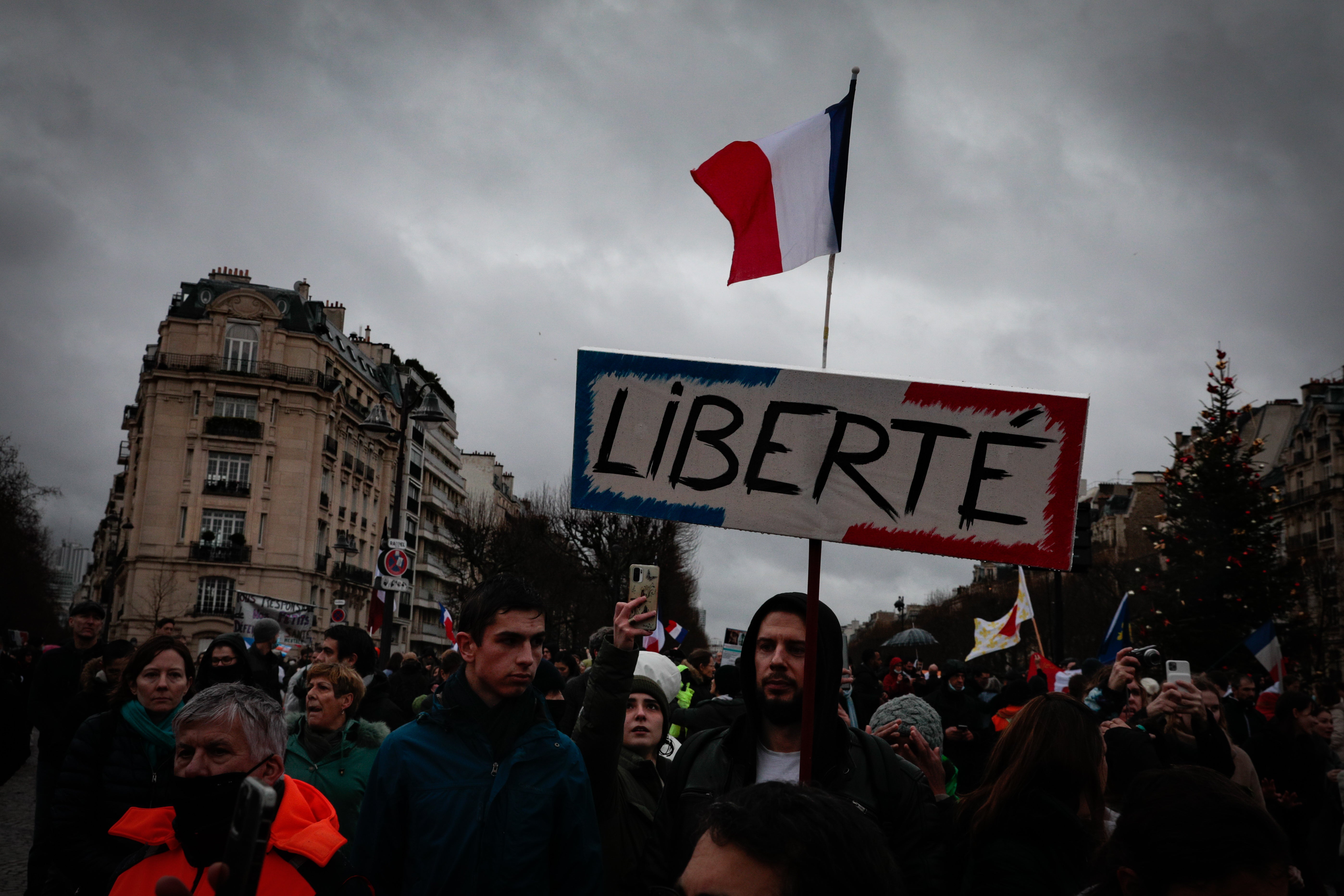 Protest against obligatory Covid-19 vaccination in Paris