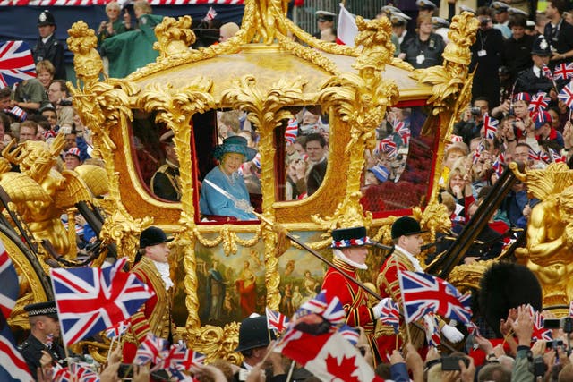 <p>Golden opportunity: the Queen celebrates 50 years on the throne in 2002 </p>