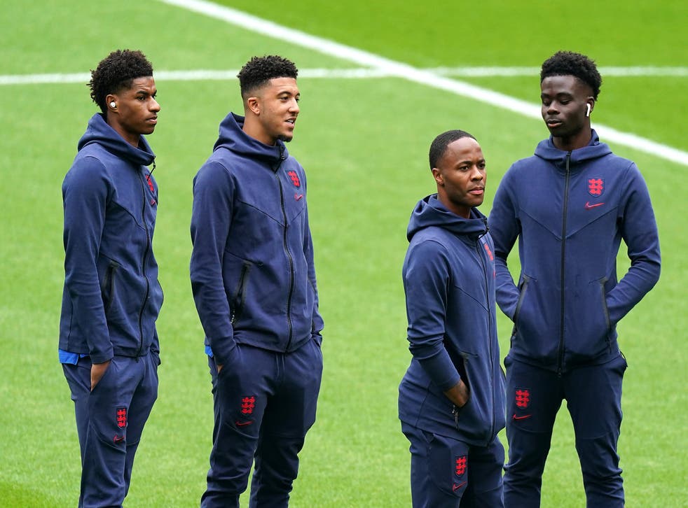 Marcus Rashford, Jadon Sancho and Bukayo Saka were bombarded with racist abuse on social media after their misses in the penalty in the Euro 2020 Final (Mike Egerton/PA)