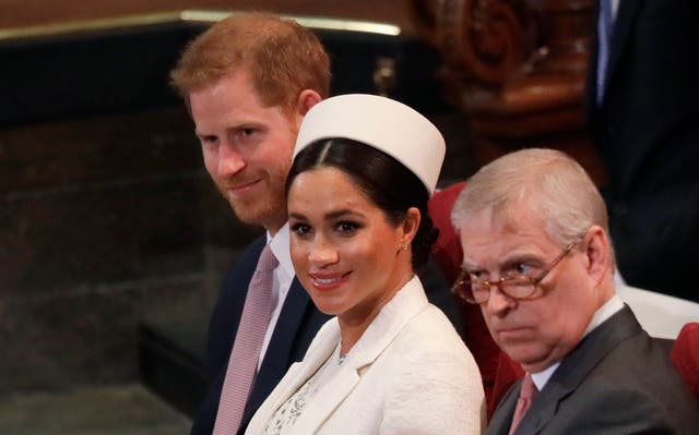 The Duke and Duchess of Sussex and the Duke of York (Kirsty Wigglesworth/PA)