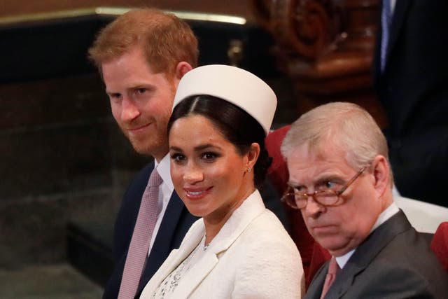 The Duke and Duchess of Sussex and the Duke of York (Kirsty Wigglesworth/PA)