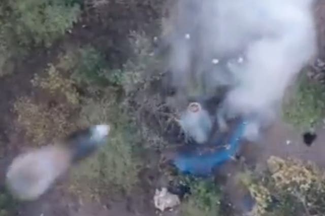 <p>Bombs drop from a New Generation Cartel drone onto a rival cartel’s camp in Michoacán, Mexico. </p>