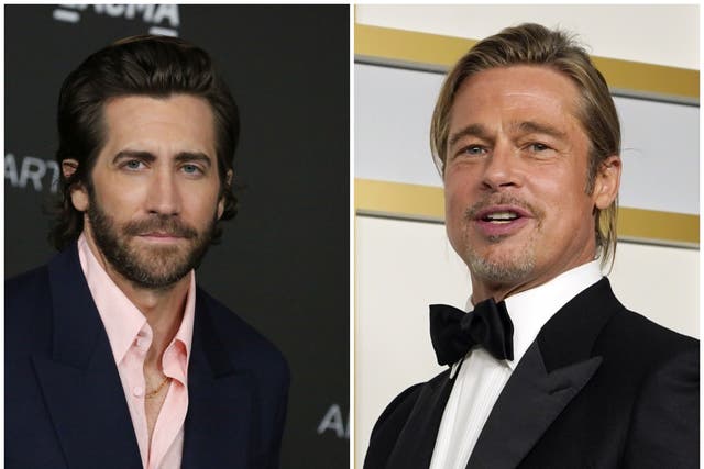<p>Jake Gyllenhaal and Brad Pitt</p>