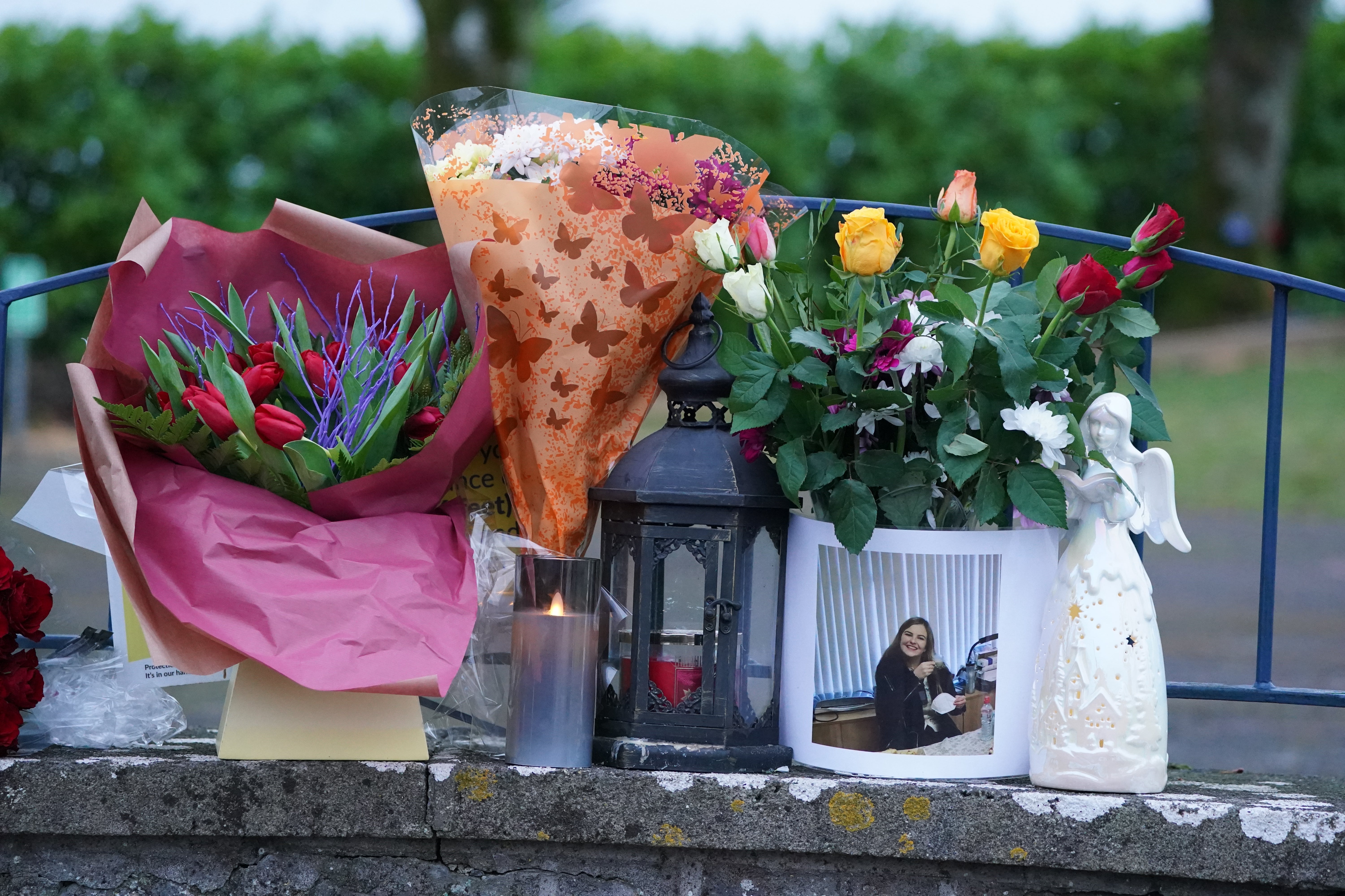 Floral tributes near to the scene in Tullamore, Co Offaly (Brian Lawless/PA)