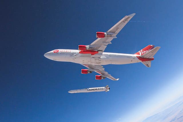 Undated handout photo issued by the Ministry of Defence of the Virgin Orbit LauncherOne. Sir Richard Branson’s Virgin Orbit is preparing to make history on Sunday with the first orbital test flight of its LauncherOne vehicle.