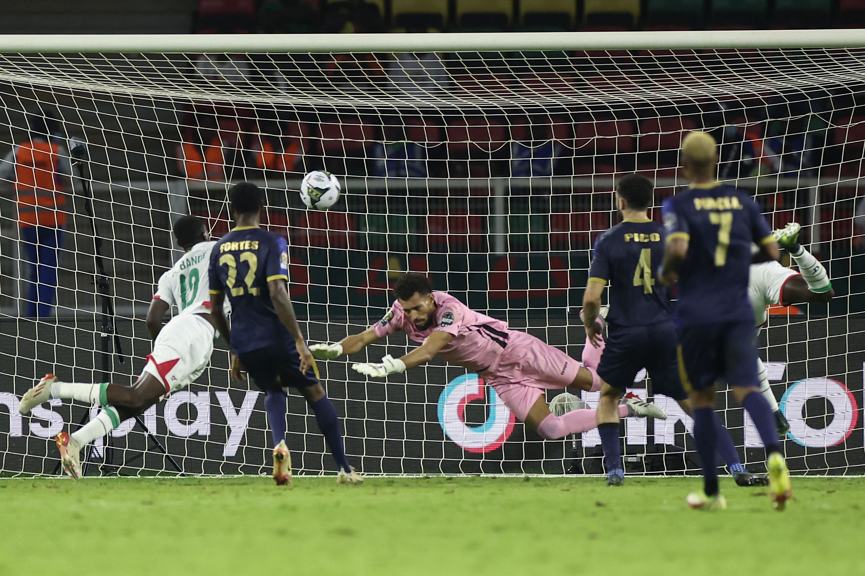 Hassane Bande’s bundles the ball into the net