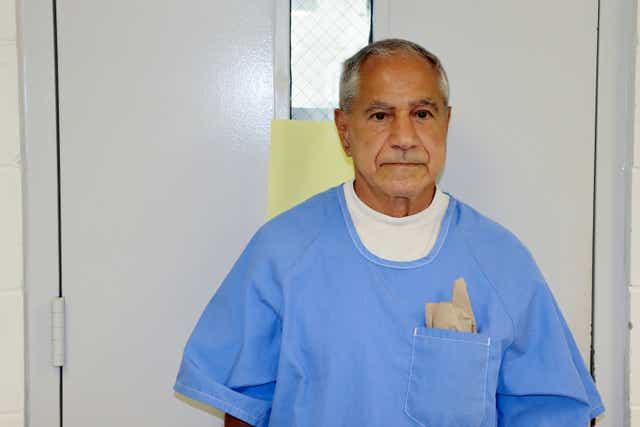 <p>In this image provided by the California Department of Corrections and Rehabilitation, Sirhan Sirhan arrives for a parole hearing on Aug. 27, 2021, in San Diego, Calif. California</p>