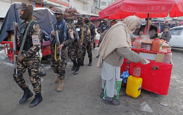 <p>Taliban security officials patrol in Kabul</p>
