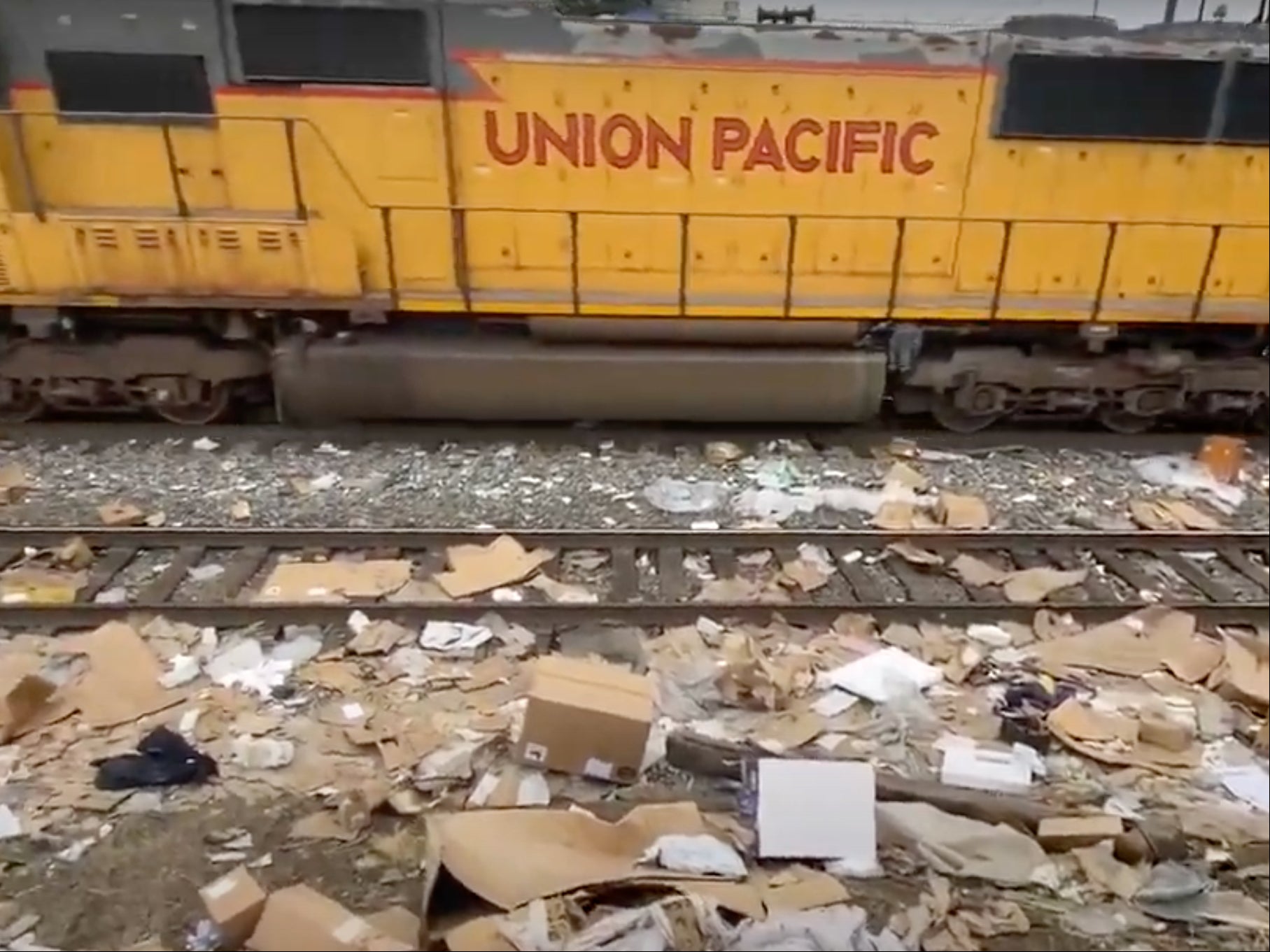 The scene along a railway line in Los Angeles