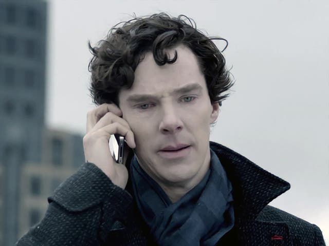 <p>Benedict Cumberbatch pre-rooftop swan dive in ‘The Reichenbach Fall'</p>