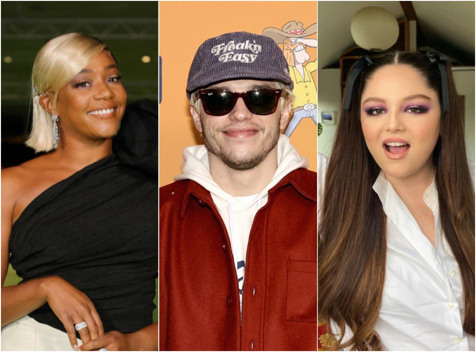<p>From L-R: Tiffany Haddish, Pete Davidson, Meg Stalter</p>