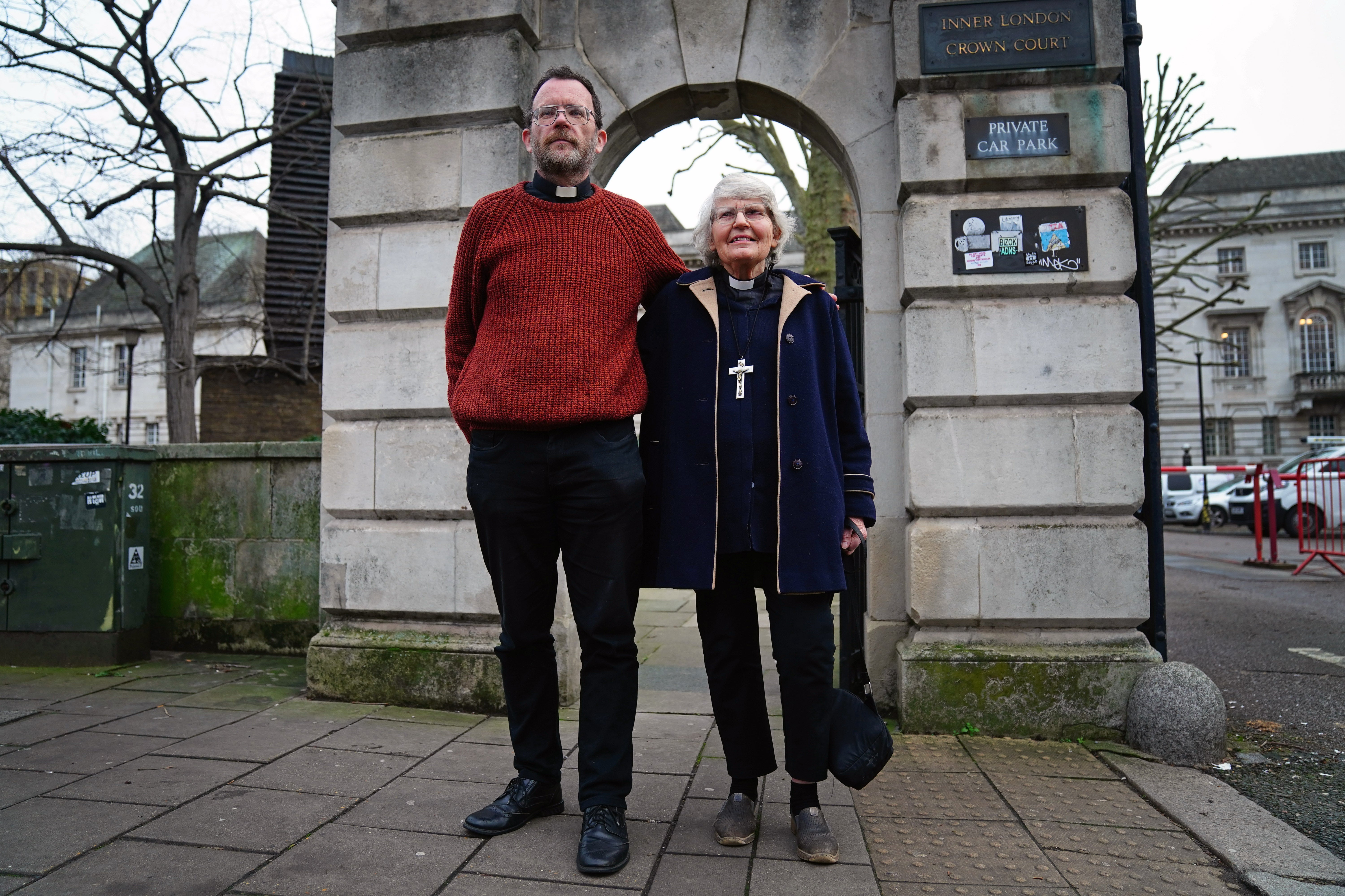 Father Martin Newell and Reverend Sue Parfitt said they hope the jury’s decision will inspire others to act over the climate emergency (Victoria Jones/PA)