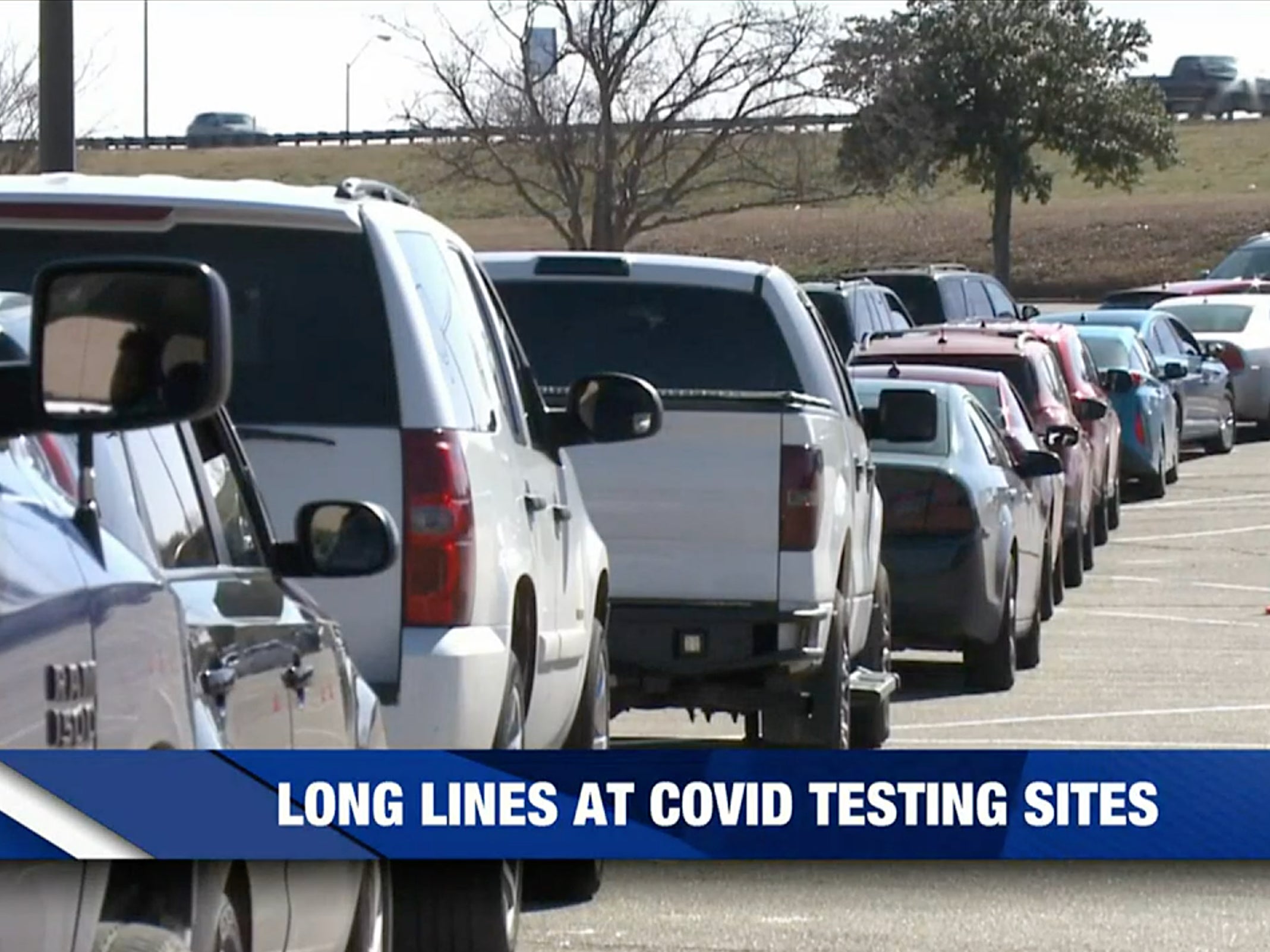 A line at the Richland Mall, Texas, Covid testing site