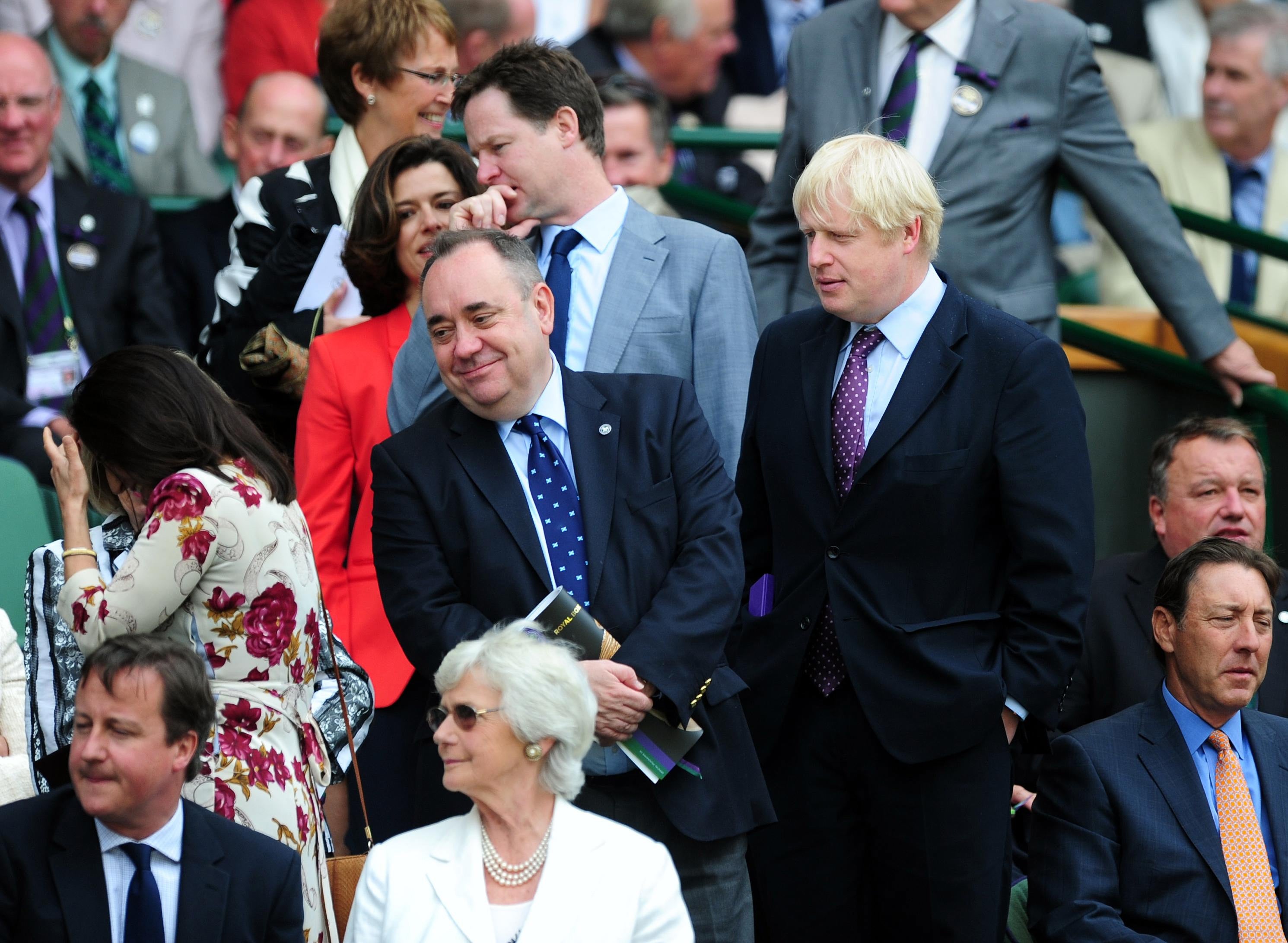 Alex Salmond (centre) said Boris Johnson (right) was the worst prime minister in living memory (Adam Davy/PA)