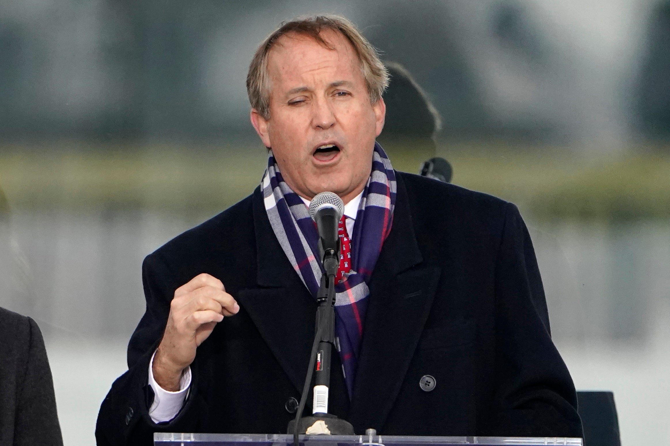 Texas AG Ken Paxton speaking at Donald Trump’s 6 January rally