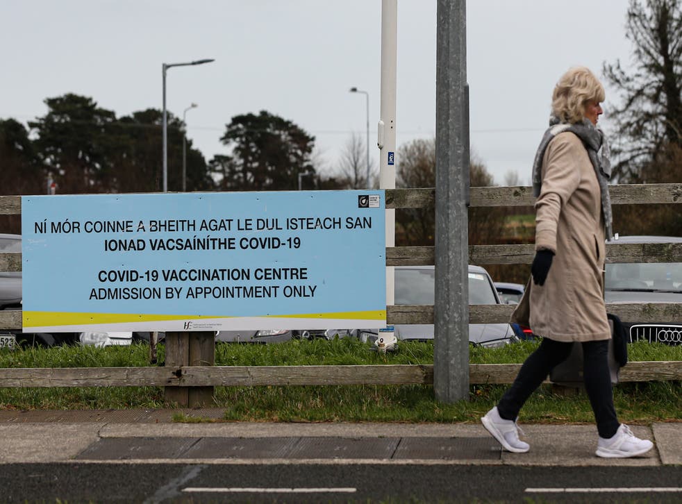 A sign at a walk-in vaccination centre in Greystones, Co Wicklow (Damien Storan/PA)
