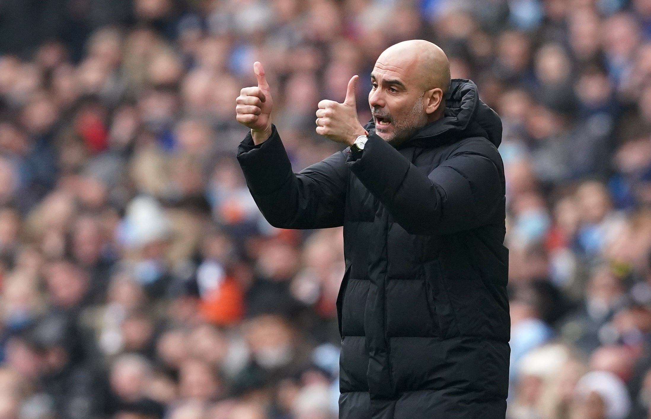Pep Guardiola was delighted with Manchester City’s performance (Martin Rickett/PA)