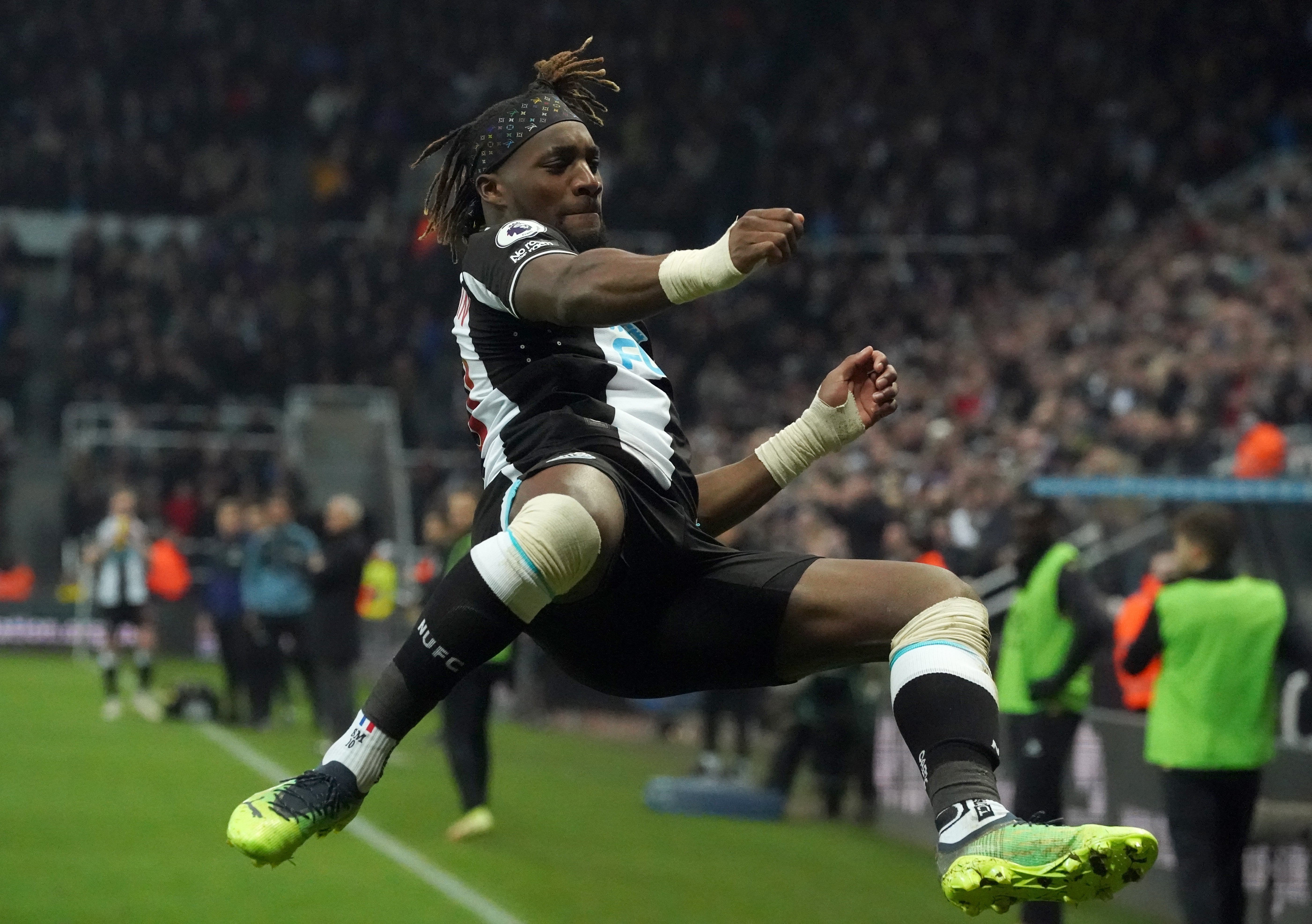 Allan Saint-Maximin celebrates for the hosts after putting Newcastle ahead (Owen Humphreys/PA)