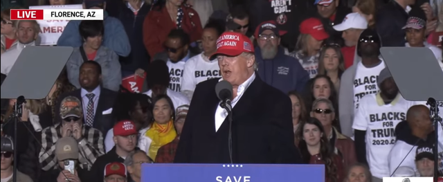 <p>Former President Trump speaks at his rally in Arizona</p>