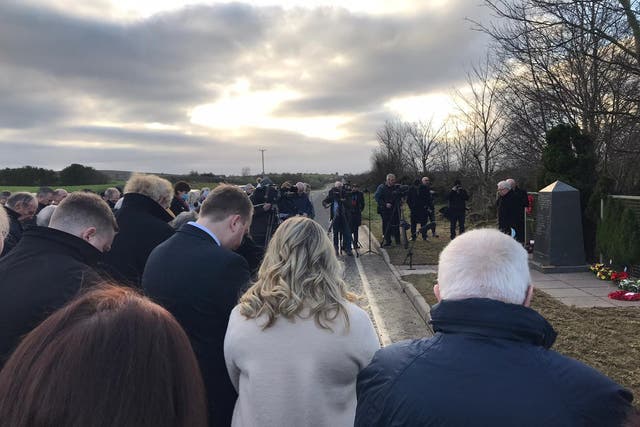 An open-air service took place to remember the victims of the Teebane bombing (Kenny Donaldson/PA)