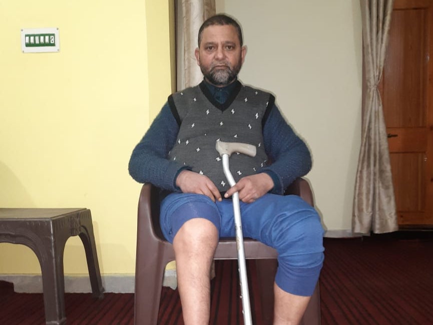 Javid Ahmad Shah at his home in Bijbehara, Anantnag after receiving service termination order from the General Administration Department