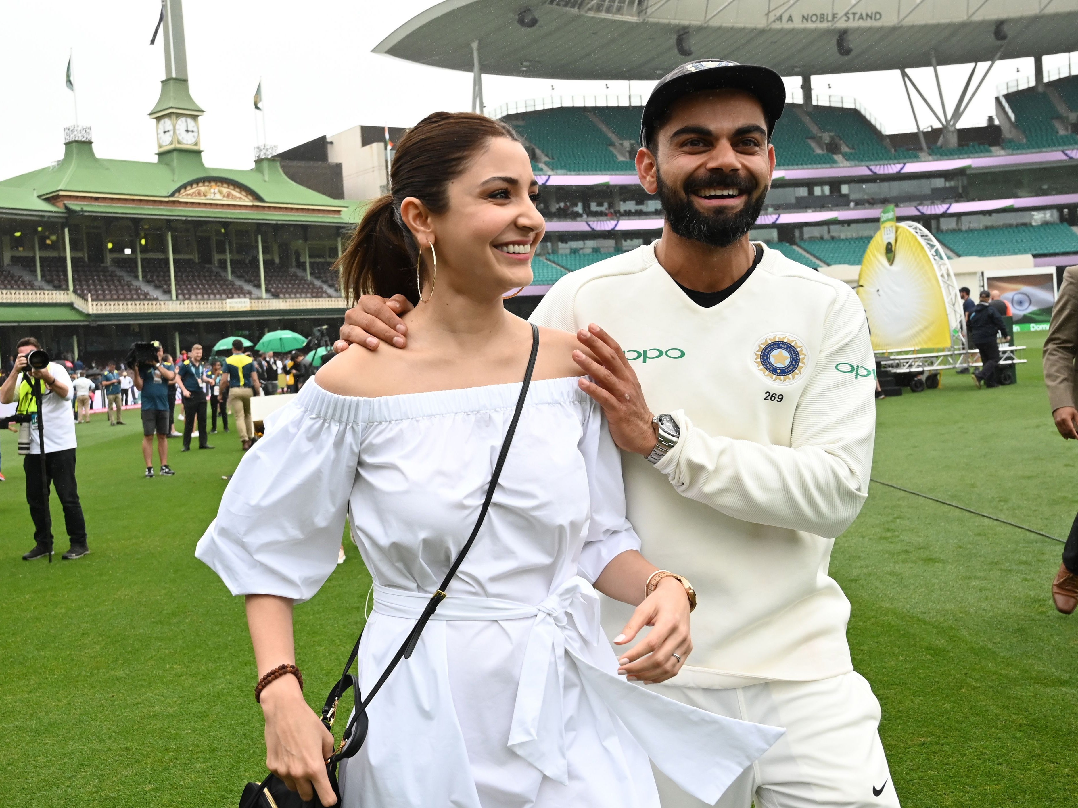 File photo: Actor Anushka Sharma and her husband, Indian cricketer Virat Kohli at the Sydney Cricket Ground in 2019
