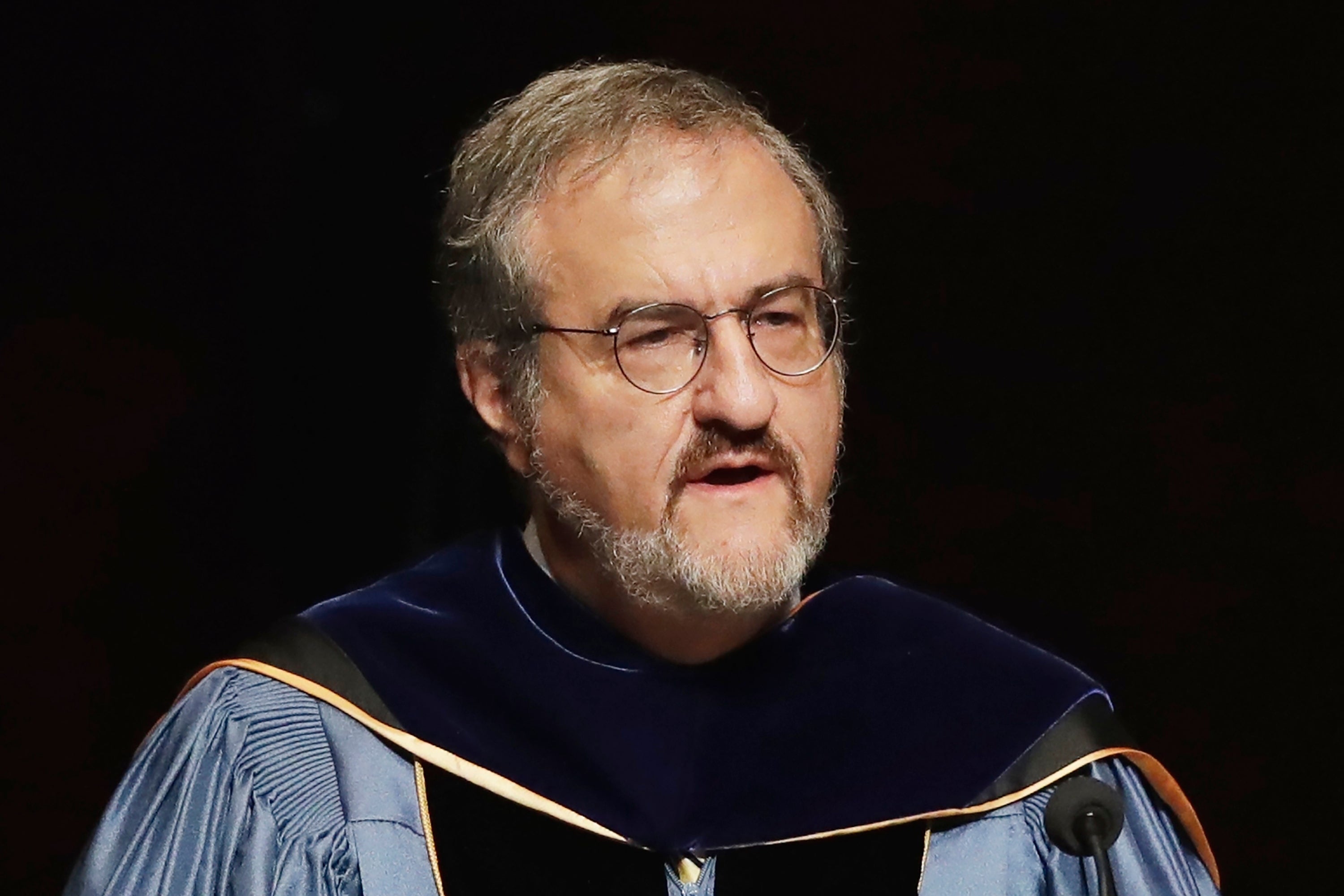 File: University of Michigan former president Mark Schlissel speaks during a ceremony