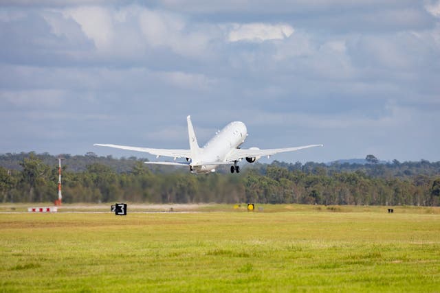 <p>An Australian plane takes off on a surveillance flight of Tonga following the volcanic eruption</p>