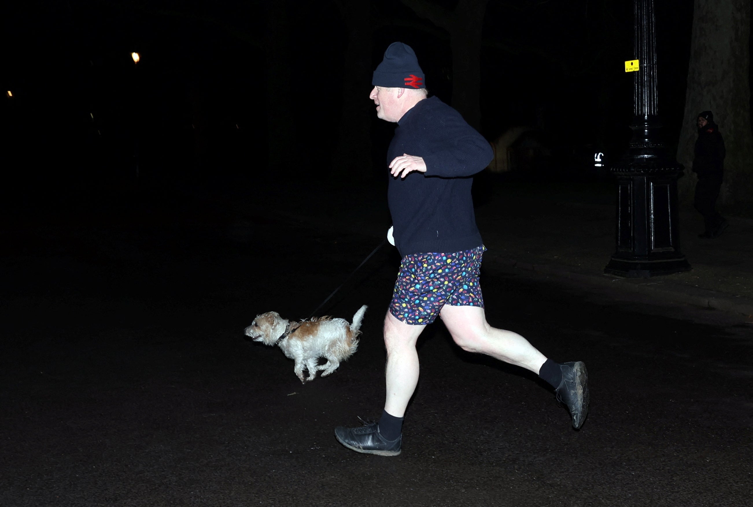 Anything but conservative: Boris Johnson out jogging in eclectic attire