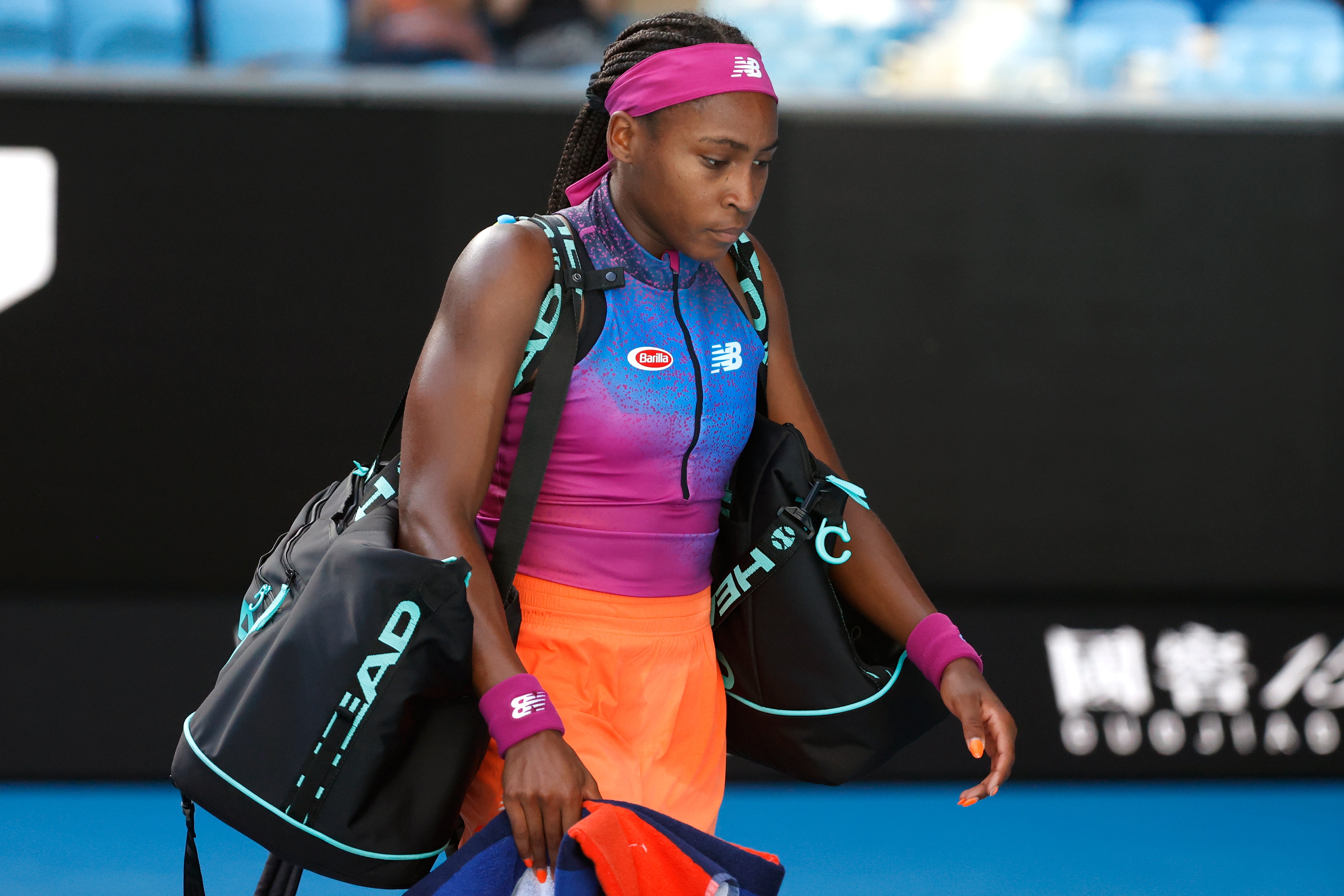 Coco Gauff was beaten by Wang Qiang (Hamish Blair/AP)