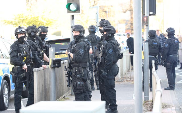 Armed police at Crawley College (Yui Mok/PA)