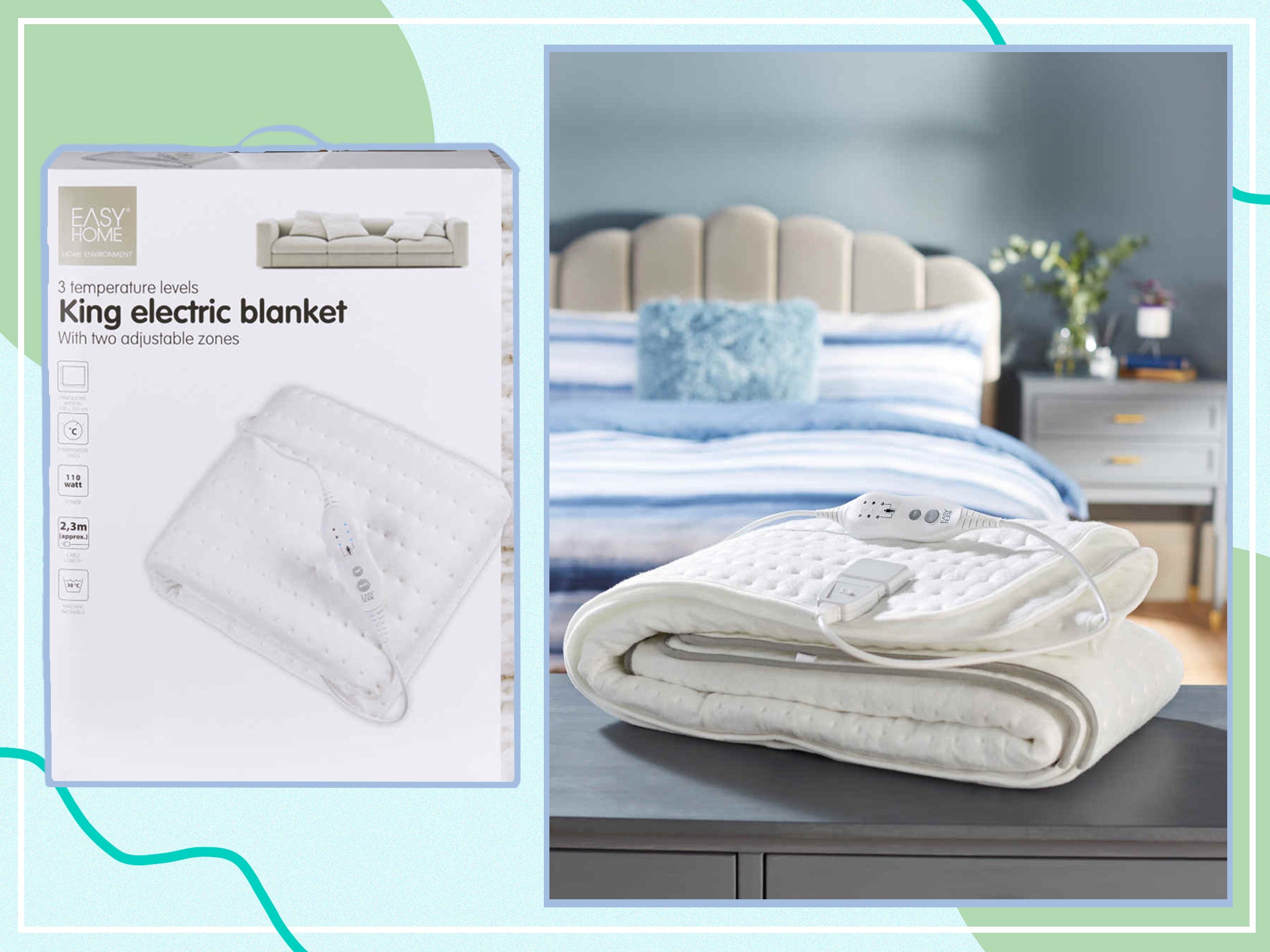 Electric Heated Over Under Blanket Winter Warm Mattress Single/Double Size 