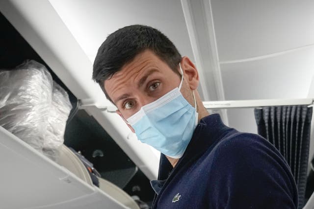 <p>Novak Djokovic boards his flight to Belgrade, Serbia</p>