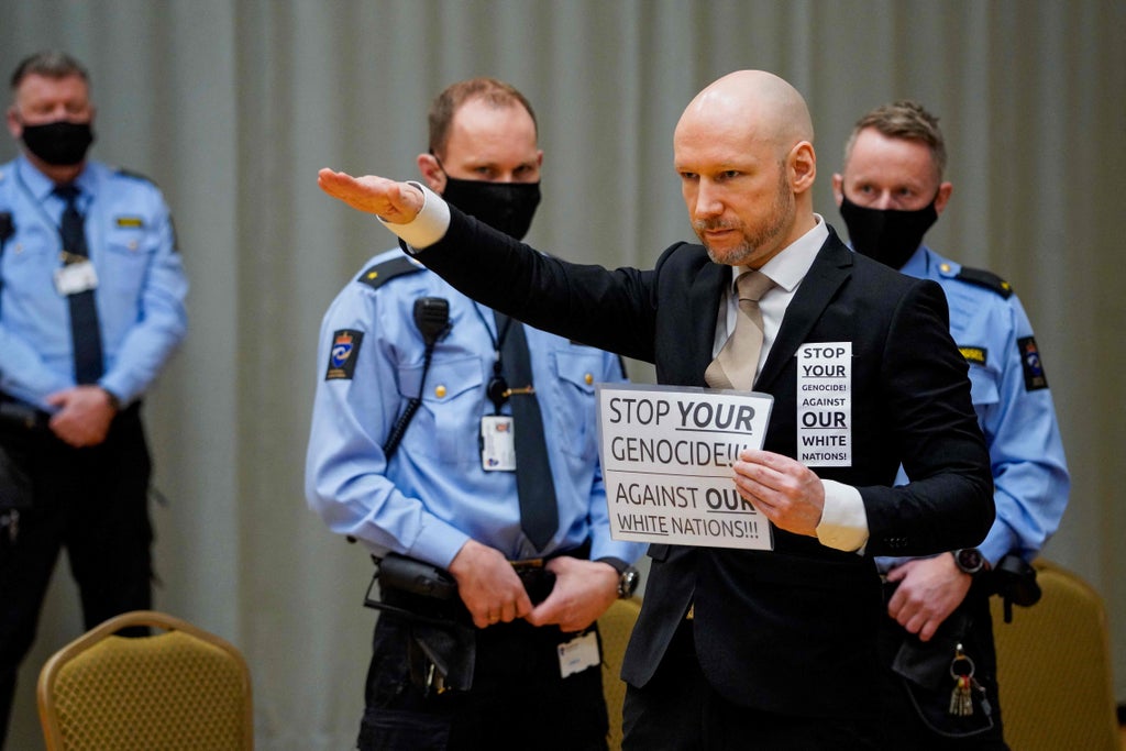 Anders Breivik: Norwegian mass killer gives Nazi salute at parole hearing