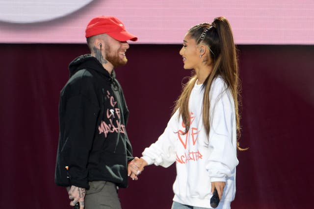 <p>Mac Miller with Ariana Grande at the One Love Manchester benefit concert, 2017</p>