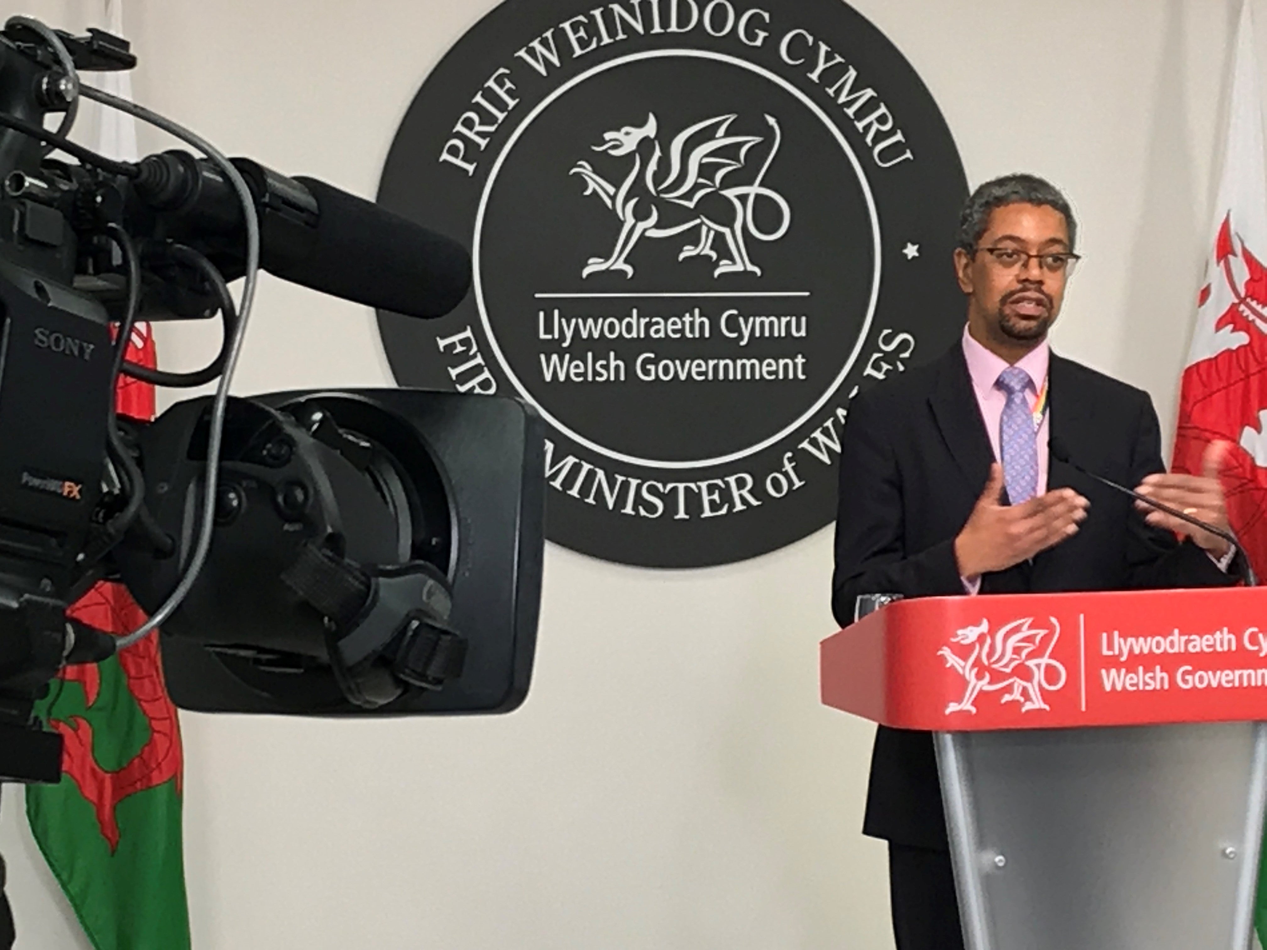 Economy minister Vaughan Gething at a Welsh Government press briefing (Welsh Government/PA)