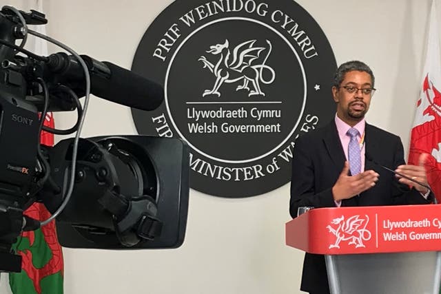 Economy minister Vaughan Gething at a Welsh Government press briefing (Welsh Government/PA)