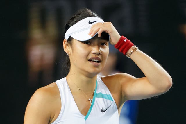 <p>Emma Raducanu was emotional after securing the victory in one hour and 45 minutes  </p>