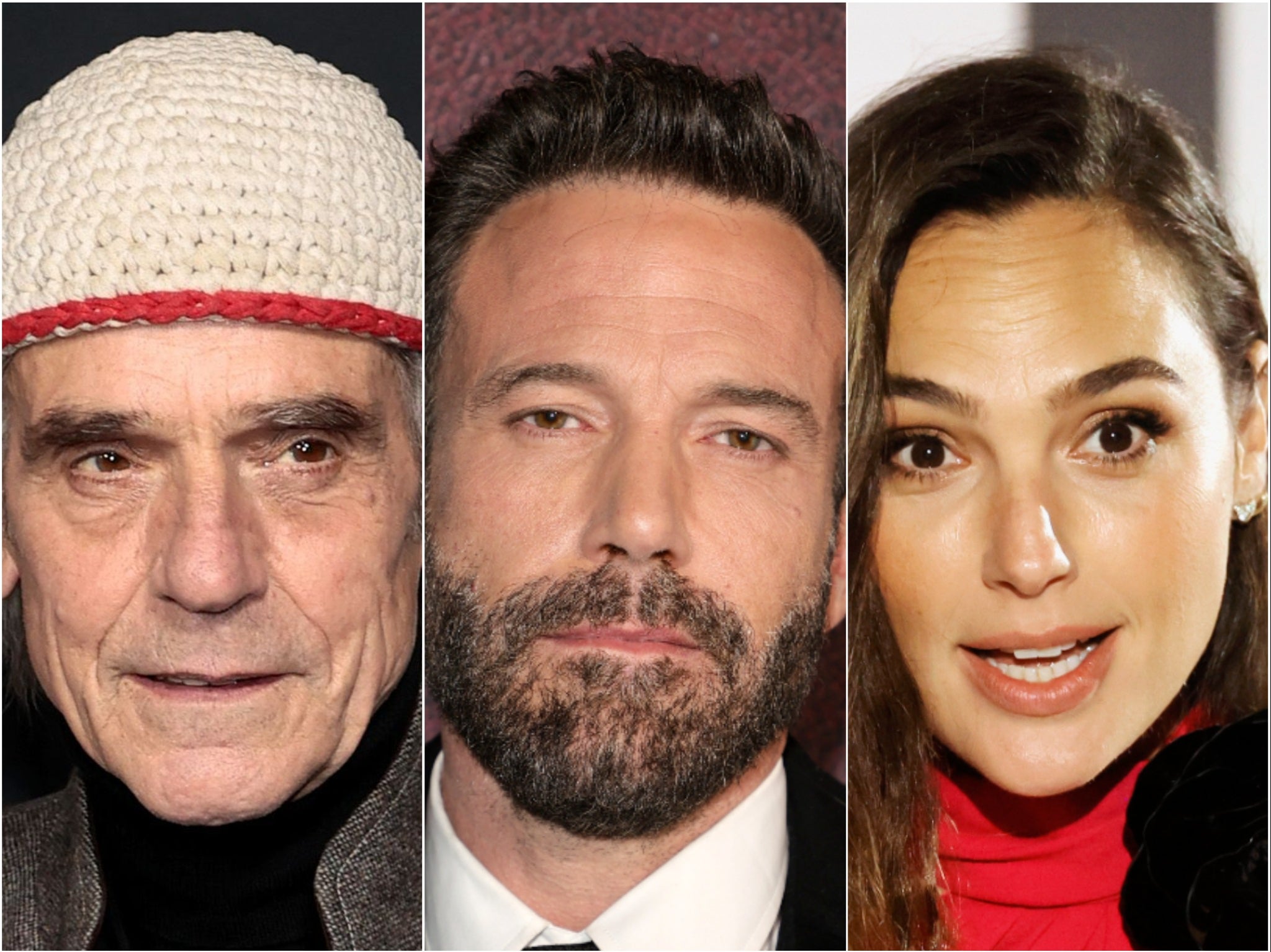 <p>Jeremy Irons, Ben Affleck and Gal Gadot</p>