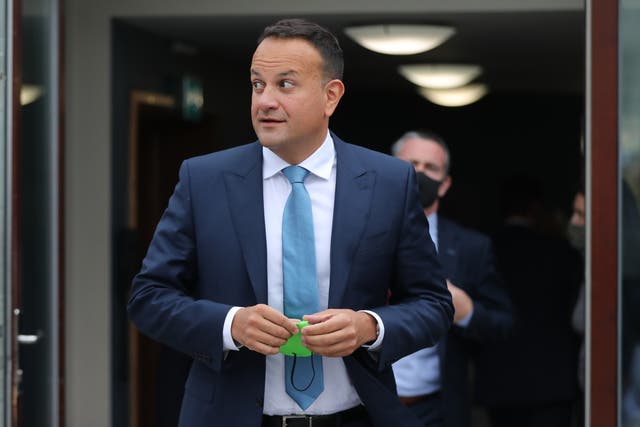 Fine Gael Leader Leo Varadkar at the party Think in at the Trim Castle Hotel in Co Meath (Niall Carson/PA)