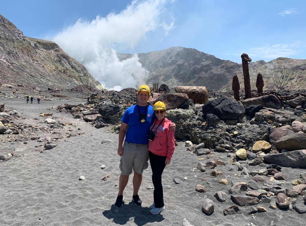 <p>Matt Urey and Lauren Barham on White Island, moments before the eruption</p>