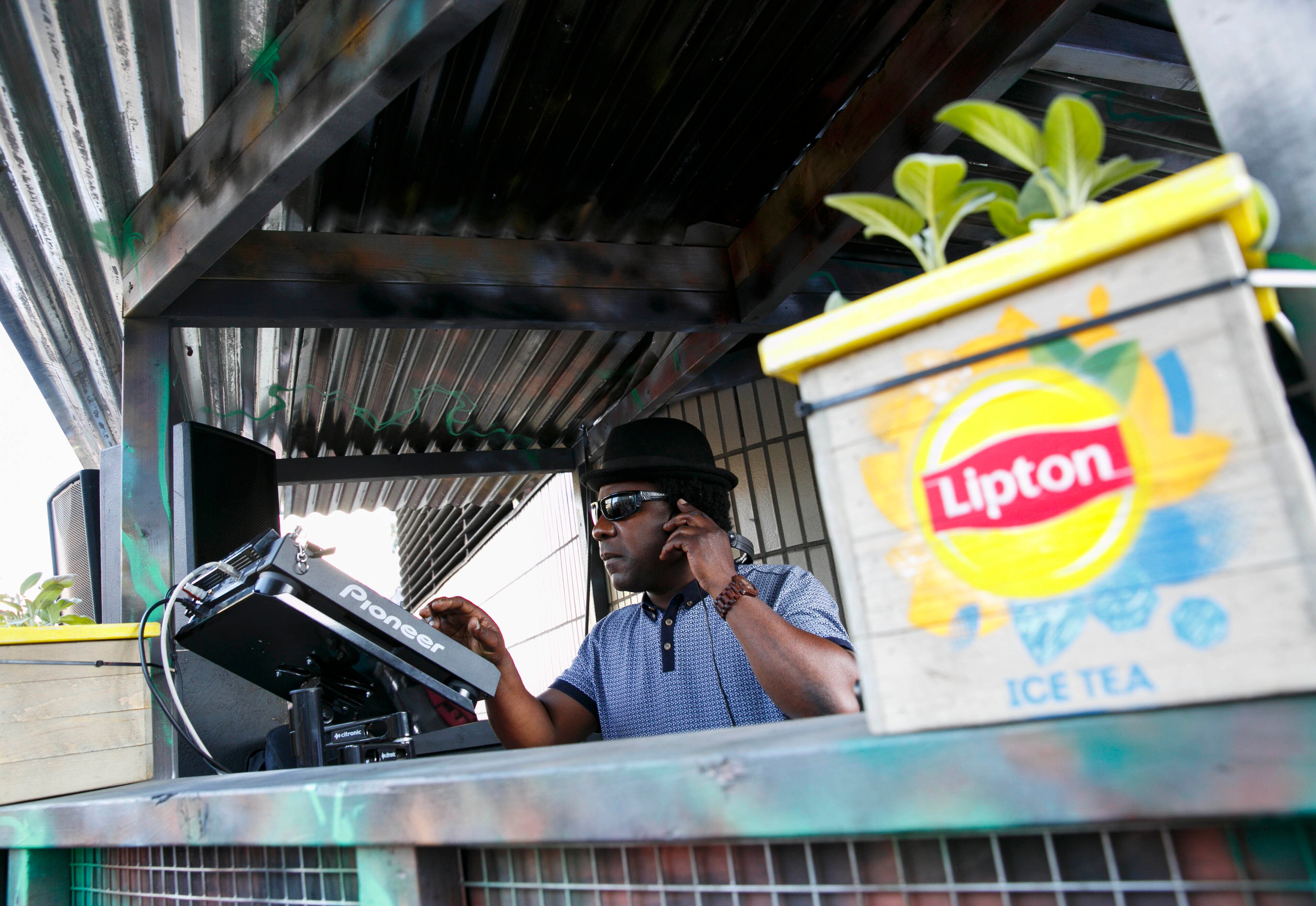 DJ Norman Jay performs at a Lipton Ice Tea Daybreakers free event in London (John Phillips/PA)