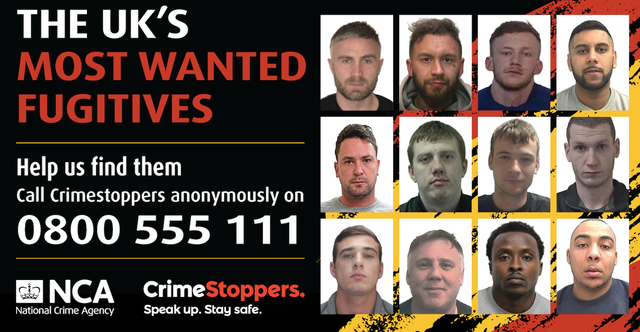 Scottish fugitive Jamie Stevenson (bottom row, second left) is among the UK’s 12 most wanted men (National Crime Agency)