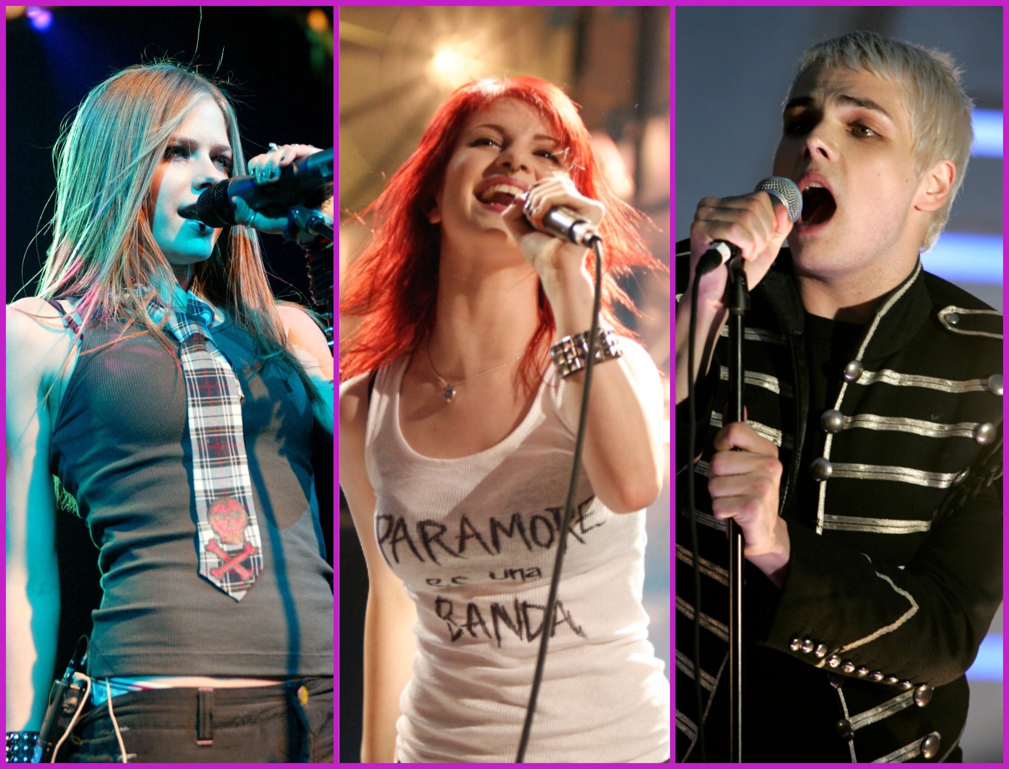 L-R: Avril Lavigne, Hayley Williams of Paramore and Gerard Way of My Chemical Romance
